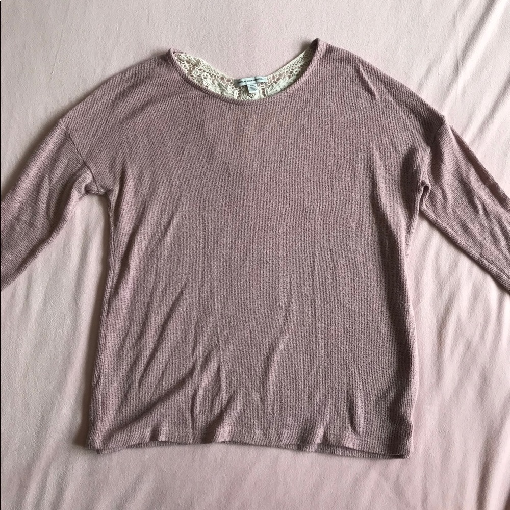 American Eagle Blush Pink Lace Sweater